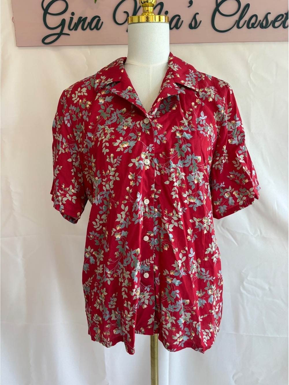 Pendleton Classic Red Floral Button-Up Shirt Size 10 Made in USA